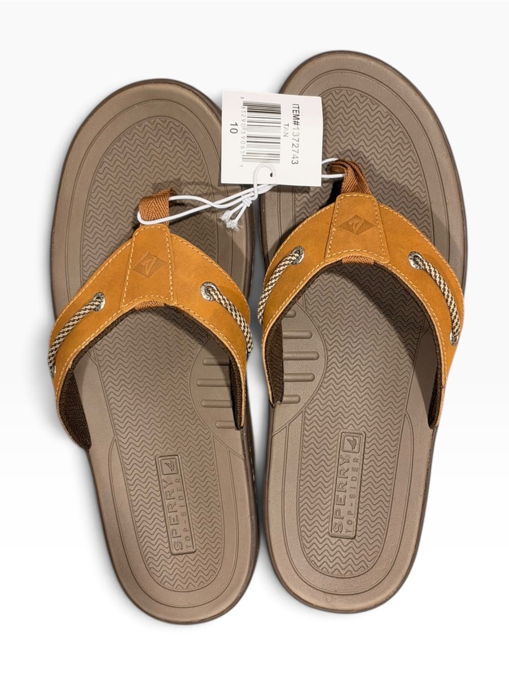 Sperry Pensacola II Tan Leather Flip Flop Sandals Men’s Size 10 NWT
